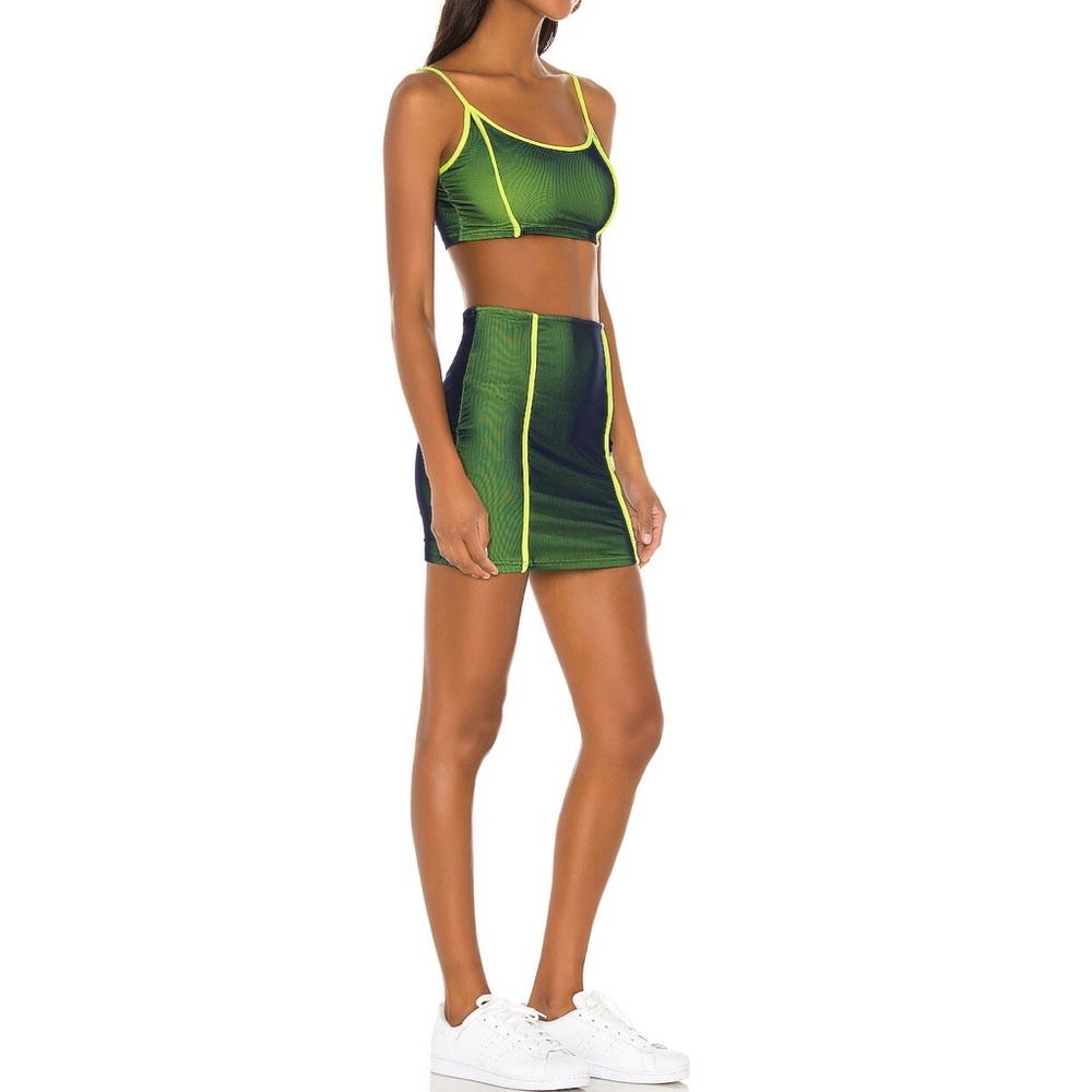 Superdown Navy and Lime Moriah Contrast Skirt Set Size M